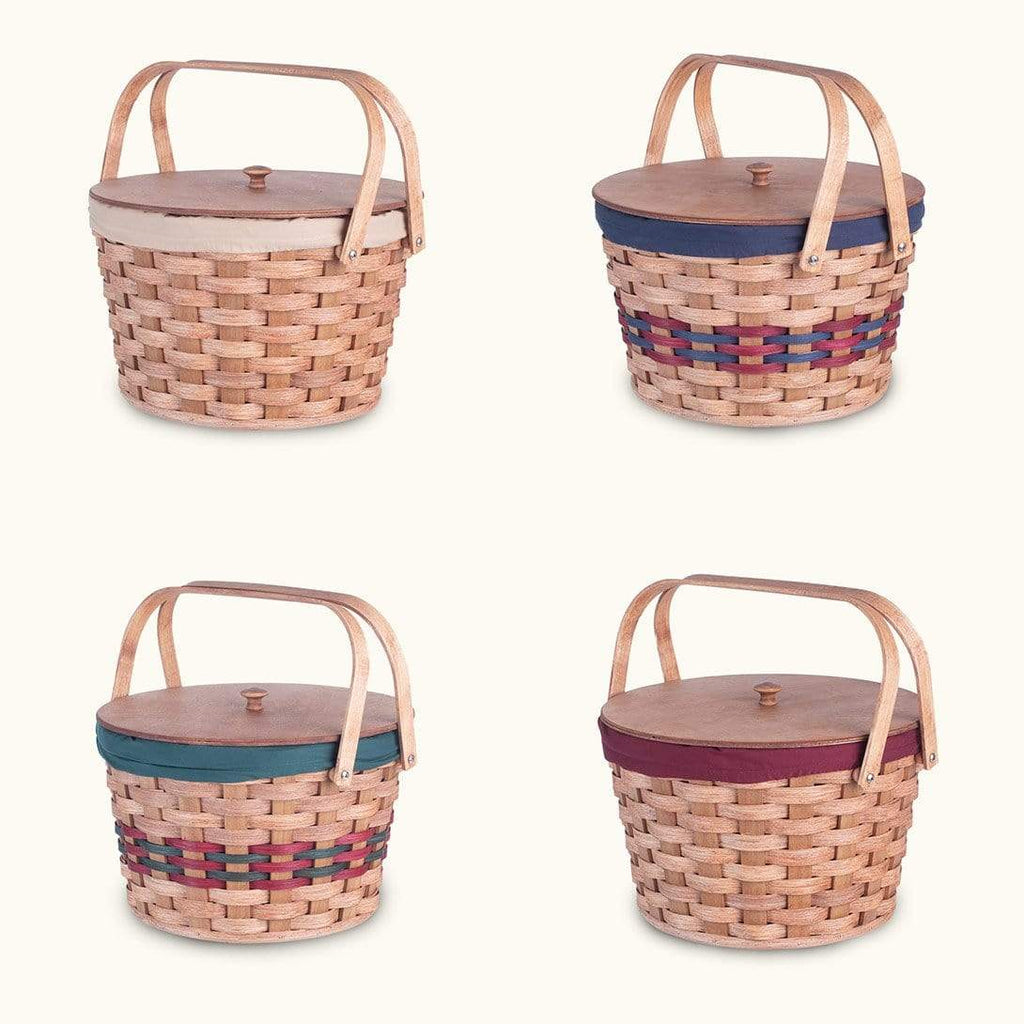 Round Sewing & Knitting Basket | Large Amish Woven Wooden Basket