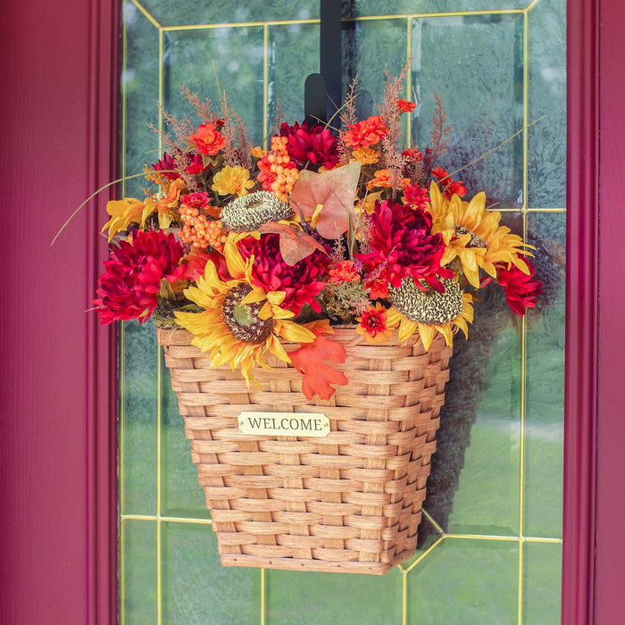 Front Door Hanging Basket Flat Back Amish Wicker Wall Basket — Amish  Baskets