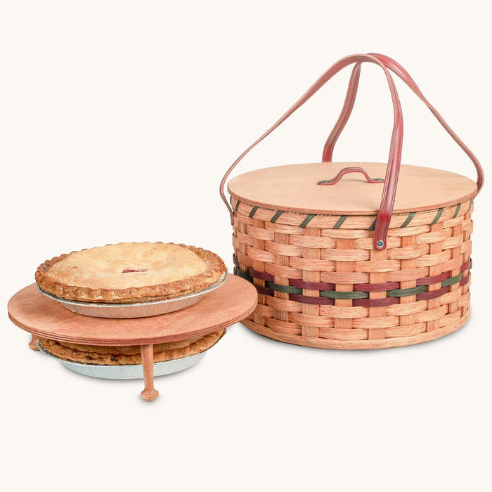 Pie Basket  Peterboro Two-Pie Basket with Solid Lid and Tray