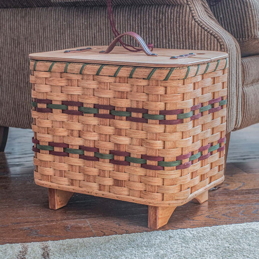 Basket Side Table  Amish Wicker 2-Tier Storage Basket End Table