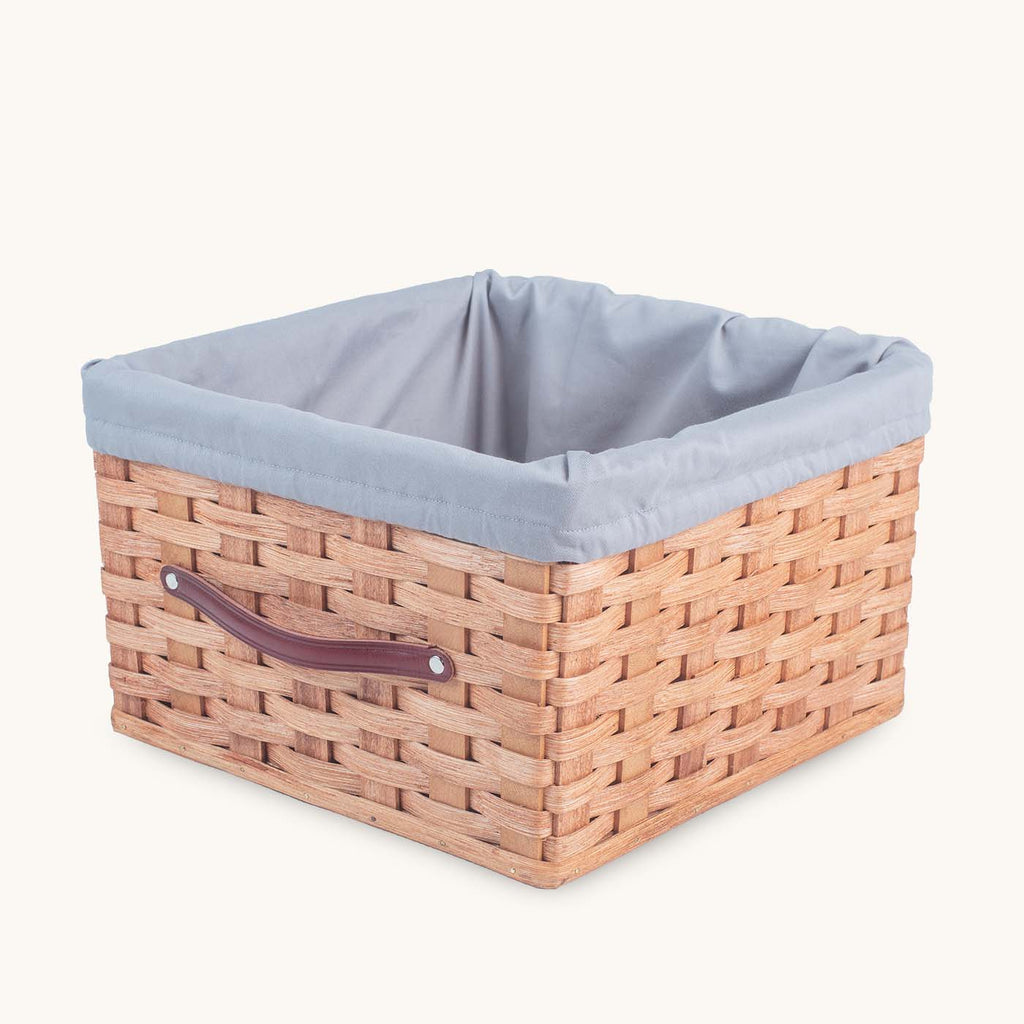 4 Pack Rectangular Wicker Storage Baskets with Liners - Small