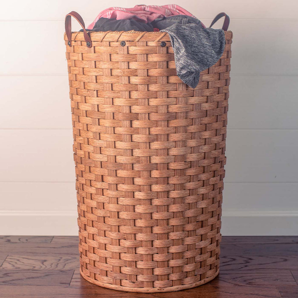 Corner Laundry Basket With Lid, Tall Wicker Laundry Hamper, Rattan