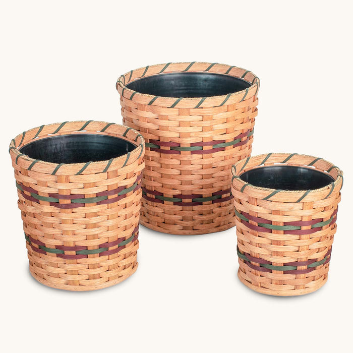 Extra-Large Round Basket Planter  Woven Wicker Plant Pot w/Drainage —  Amish Baskets