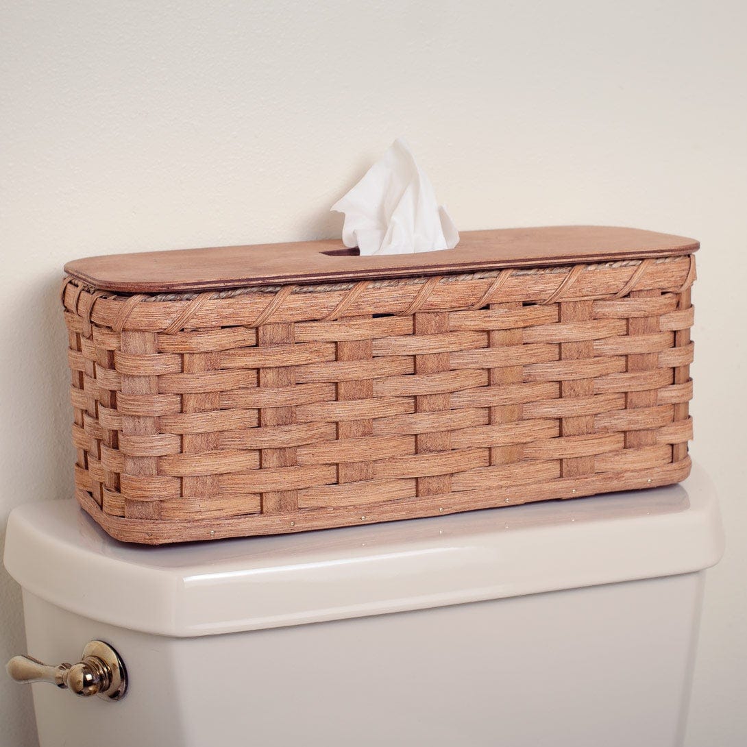 ALELION Bathroom Basket - Rustic Acacia Wood Toilet Tank Paper Basket with  Handle for Organizing - Back of Toilet Storage Organizer for Bathroom Tank