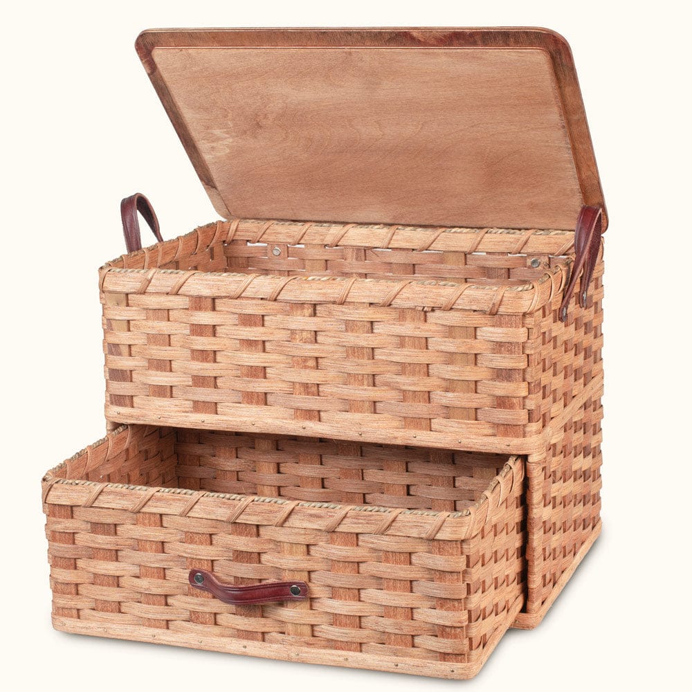 Amish Valley Products Rustic Wood Bread Box Large Kitchen Counter Storage  Punched Willow Tin