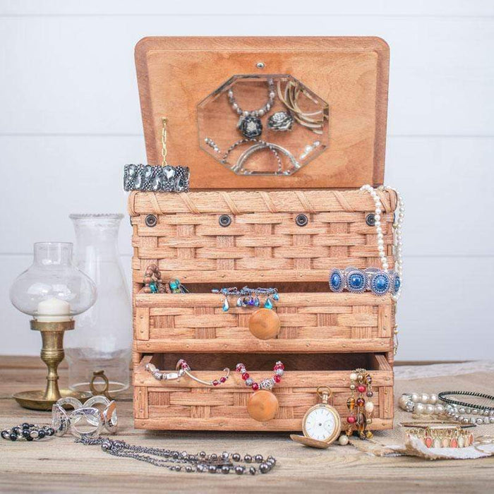 Vintage Jewelry Box  Amish Woven Wooden Storage w/Drawers — Amish Baskets