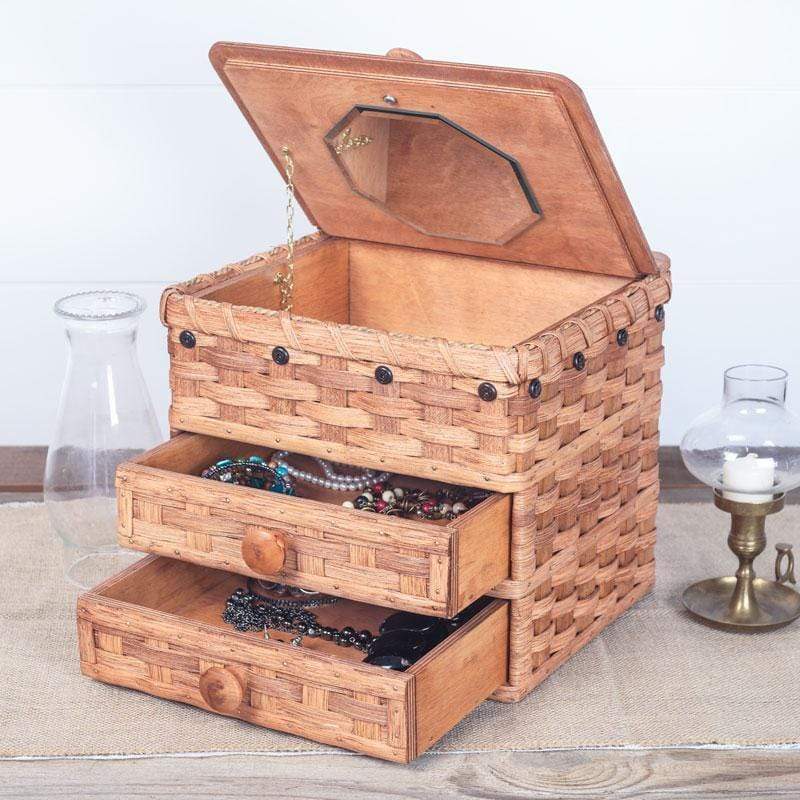 Wooden Wicker Heart Shaped Sewing Box W/Hinged Lid