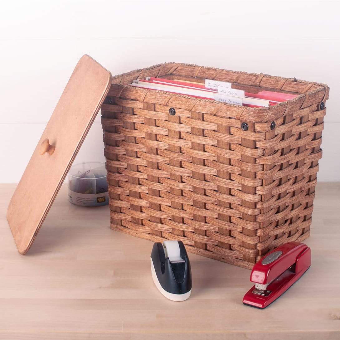 Wicker File Basket | Decorative Hanging File Storage Box — Amish ...
